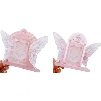 Фоторамка Творческа форма Въртяща се двустранна 3D фотокарта с пеперуда Рамка за картина Държач за дисплей Настолен декор за дома