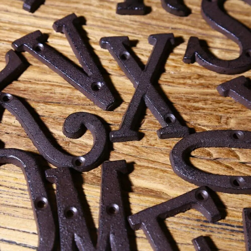 Retro stiliaus bakalėjos prekės iš ketaus metalo kūrybingas „pasidaryk pats“ namų durų plokštės raidžių simbolis