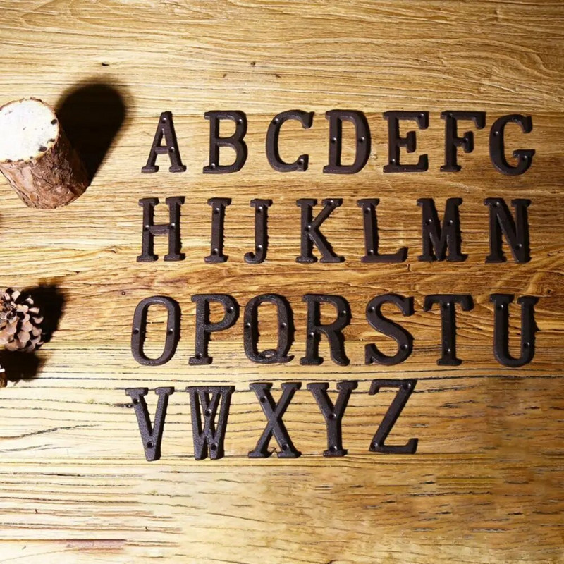 Retro stiliaus bakalėjos prekės iš ketaus metalo kūrybingas „pasidaryk pats“ namų durų plokštės raidžių simbolis