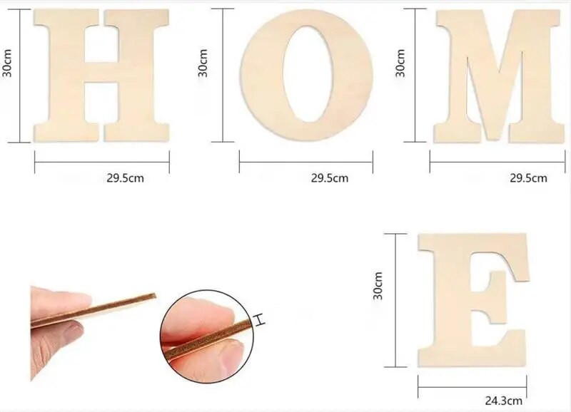 1kom 30cm Drvena slova Abecede u boji DIY Riječ Slovo Umjetnički zanati Dizajn imena Party Vjenčanje Home Decor Wall Art