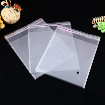 100 бр. Прозрачна самозалепваща се самозалепваща целофанова торбичка с множество размери Самозапечатващи се малки пластмасови торбички за опаковане на бонбони, затварящи се торбички
