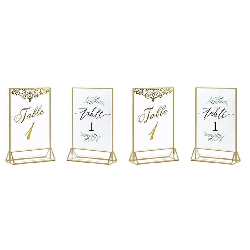 Akril táblatartó arany képkeret kétoldalas átlátszó kijelzőállvány, arany akril keretek otthoni bolthoz, étteremhez, tartós