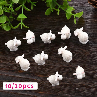 Mini Sheep Animals for Home Decor, Micro Fairy Garden Figurines, Miniatures, DIY Accessories, 10PCs per Lot