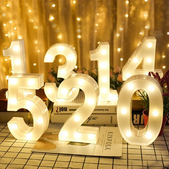 Лампа с цифри и букви от 26 азбуки LED светещи светлини Батерия Нощна лампа за сватбени партита Празнични дни Декорация на домашна спалня