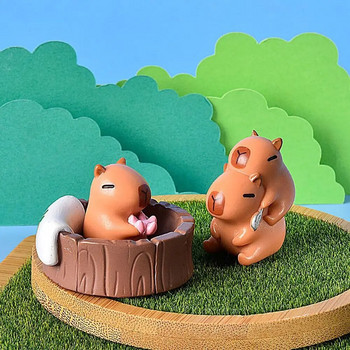 Ρητίνη Μινιατούρα Capybara Figurines Πολύχρωμα DIY Cartoon Capybara αξεσουάρ αγαλμάτων Στολίδι αυτοκινήτου Μίνι ειδώλιο ζώων