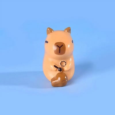 Ρητίνη Μινιατούρα Capybara Figurines Πολύχρωμα DIY Cartoon Capybara αξεσουάρ αγαλμάτων Στολίδι αυτοκινήτου Μίνι ειδώλιο ζώων