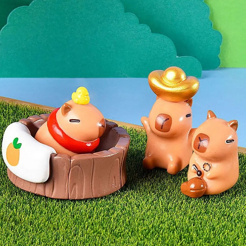 Minijaturne figurice Capybara od smole Višebojni DIY crtani kip Capybara Dodaci Ukras za automobil Mini Figurica životinja
