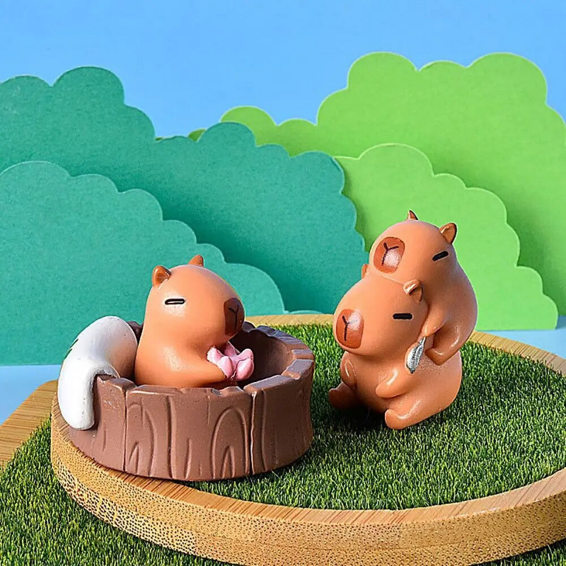 Minijaturne figurice Capybara od smole Višebojni DIY crtani kip Capybara Dodaci Ukras za automobil Mini Figurica životinja