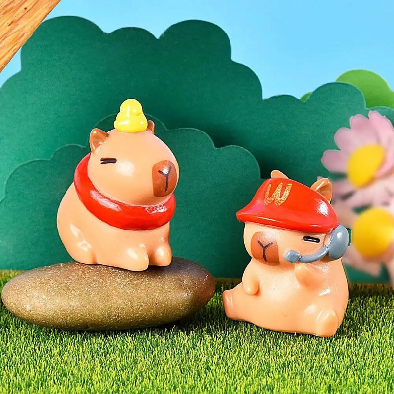 Minijaturne figurice Capybara od smole Višebojni DIY crtani kip Capybara Dodaci Ukras za automobil Mini Figurica životinja