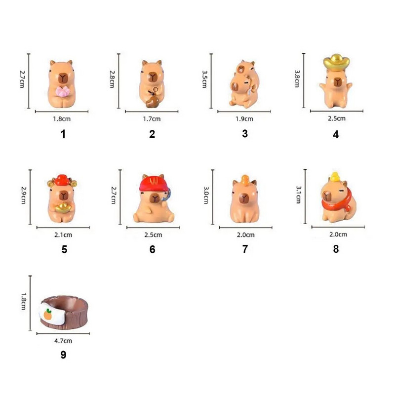 Minijaturne figurice Capybara od smole Višebojni DIY crtani kip Capybara Dodaci Ukras za automobil Mini Figurica životinja