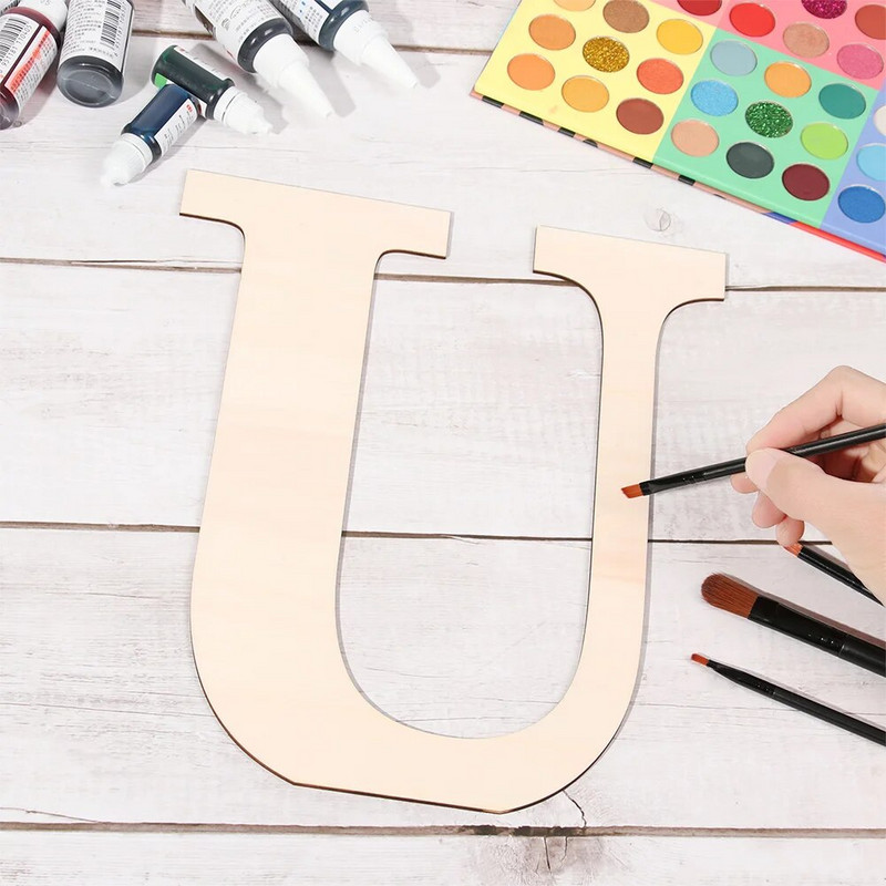 30 cm DIY tühi värvitav puidust käsitöö kodukaunistus peotarbed seinaukse kaunistused lõpetamata tähestik puidust tähed