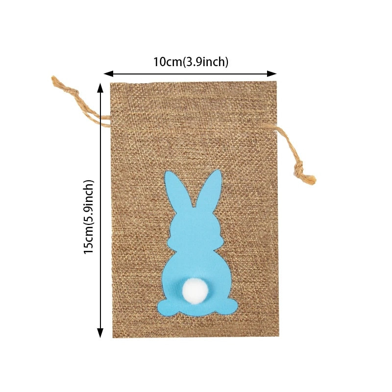 6/12/24 komada Uskrsne vrećice za slatkiše s uzorkom zečića Vrećice za darove od lana od jute za uskršnju zabavu, dječje kolačiće, vrećice za grickalice