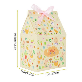 12 τμχ Πασχαλινό κουτί δώρου Rabbit Πασχαλινά αυγά Σπίτι Σχήμα Χάρτινα κουτιά Τσάντες συσκευασίας 2024 Happy Easter Decoration Party DIY Supplies