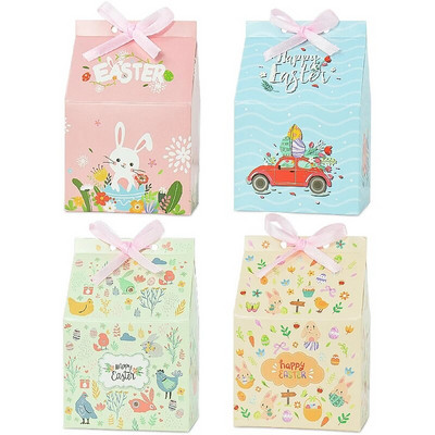 12 tk lihavõttepühade kinkekarp Jänes lihavõttemunad majakujuline paberkarbid pakkekotid 2024 häid lihavõttepühi kaunistuspeo DIY tarvikud