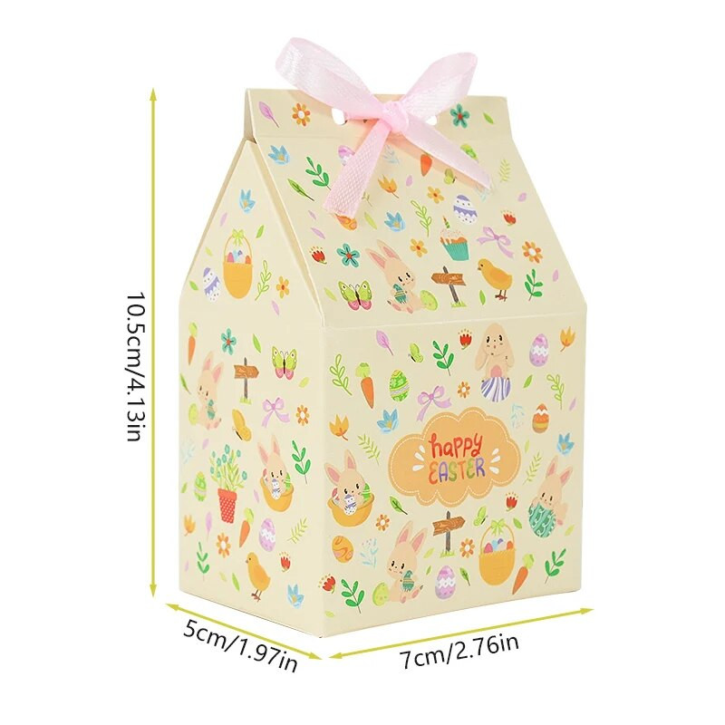 12 tk lihavõttepühade kinkekarp Jänes lihavõttemunad majakujuline paberkarbid pakkekotid 2024 häid lihavõttepühi kaunistuspeo DIY tarvikud