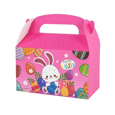 Cutie de 5 bucăți cu iepuri drăguți, prăjituri, bomboane, cutie de cadou portabilă, drăguță, cutie de ambalare de Paște, iepure de desene animate, decorare pentru petrecerea de Paște 2024, cadouri pentru copii