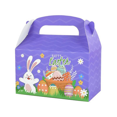 Cutie de 5 bucăți cu iepuri drăguți, prăjituri, bomboane, cutie de cadou portabilă, drăguță, cutie de ambalare de Paște, iepure de desene animate, decorare pentru petrecerea de Paște 2024, cadouri pentru copii