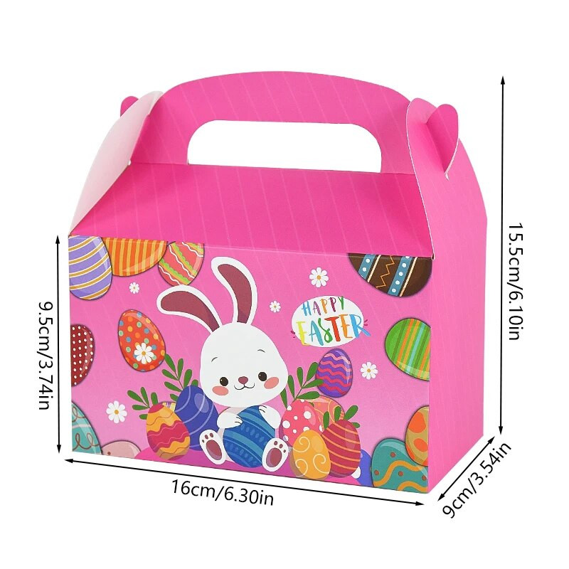 Cutie de 5 bucăți cu iepuri drăguți, prăjituri, bomboane, cutie de cadou portabilă, drăguță, cutie de ambalare de Paște, iepure de desene animate, decorare pentru petrecerea de Paște 2024, cadouri pentru copii