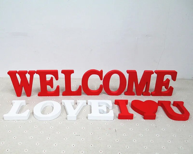 10CM bijelo drveno slovo engleske abecede DIY personalizirano ime Dizajn Umjetnički obrt Samostojeće Srce Party Wedding Home Decor