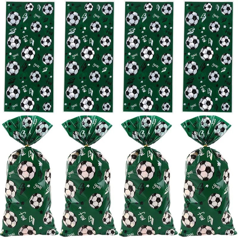 50 vnt Futbolo teminiai dovanų pakavimo maišeliai Futbolo saldainių krepšiai sausainių spragėsių maišeliai gerbėjų vakarėlių krepšeliai berniukų gimtadienio dekoravimui