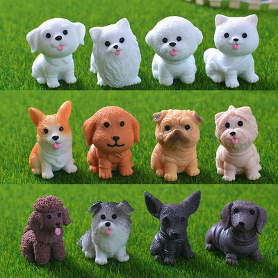 12 DB miniatűr kutyafigurák miniatűr terráriumi kézműves alkotások valósághű állatok, barkácskutyák, mikrotáj, tündérkerti kiegészítők