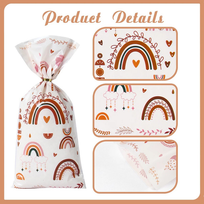 Bohemian Rainbow Goody Bag Kommikotid Sünnipäevapeo Sisustus Lapsed Täiskasvanud Pulmad Õues toimuvad sünnipäevatarbed Baby Shower Decor