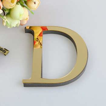 Английски букви Акрилно огледало Стикер за стена 3D Направи си САМ златен заклинание Азбука Плакат Арт Стенопис Фестивал Парти Сватбени декорации за стена