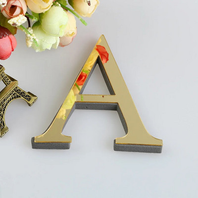 Angol betűk akril tükör falmatrica 3D barkácsolás arany varázslat ábécé plakát művészet falfestmény fesztivál buli esküvői faldíszek