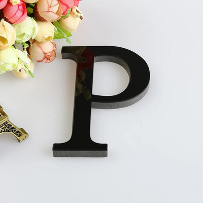 3D angol betűs tükör falmatrica fekete akril ábécé barkács művészet falfestmény plakáttartozékok otthoni esküvői faldíszekhez