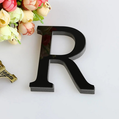 3D angol betűs tükör falmatrica fekete akril ábécé barkács művészet falfestmény plakáttartozékok otthoni esküvői faldíszekhez