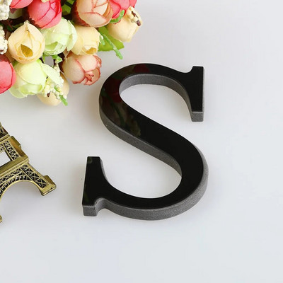 3D angol betűs tükör falmatrica fekete akril ábécé barkács művészet falfestmény plakáttartozékok otthoni esküvői faldíszekhez