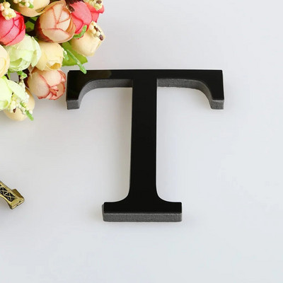 3D angol betűs tükör falmatrica fekete akril ábécé barkács művészet falfestmény plakáttartozékok otthoni esküvői faldíszekhez