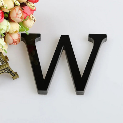 3D angol betűs tükör falmatrica fekete akril ábécé barkács művészet falfestmény plakáttartozékok otthoni esküvői faldíszekhez