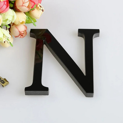 3D angol betűs tükör falmatrica fekete akril ábécé barkács művészet falfestmény plakáttartozékok otthoni esküvői faldíszekhez