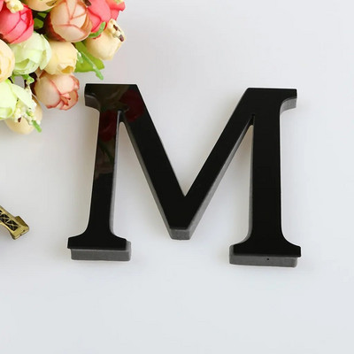 3D angol betűs tükör falmatrica fekete akril ábécé barkács művészet falfestmény plakáttartozékok otthoni esküvői faldíszekhez