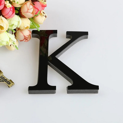 3D angol betűs tükör falmatrica fekete akril ábécé barkács művészet falfestmény plakáttartozékok otthoni esküvői faldíszekhez