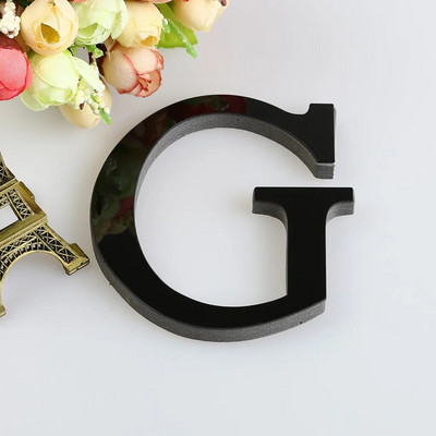 3D angol betűs tükör falmatrica fekete akril ábécé barkács művészet falfestmény plakáttartozékok otthoni esküvői faldíszekhez