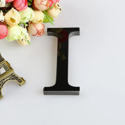 3D angol betűs tükör falmatrica fekete akril ábécé barkács művészet falfestmény plakáttartozékok otthoni esküvői faldíszekhez