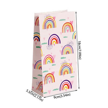 6/12 τεμ. χάρτινες τσάντες δώρου Rainbow DIY Μπισκότα ψησίματος Τσάντα συσκευασίας Stand Up Τσάντες μπομπονιέρας Προμήθειες γενεθλίων για πάρτι γάμου