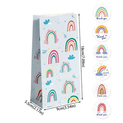 6/12Pcs Rainbow papirnate poklon vrećice DIY Baking Candy Cookies Vrećica za pakiranje Stand Up Favor Torbe Svadbena zabava Rođendanske potrepštine