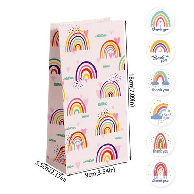 6/12Pcs Rainbow papirnate poklon vrećice DIY Baking Candy Cookies Vrećica za pakiranje Stand Up Favor Torbe Svadbena zabava Rođendanske potrepštine