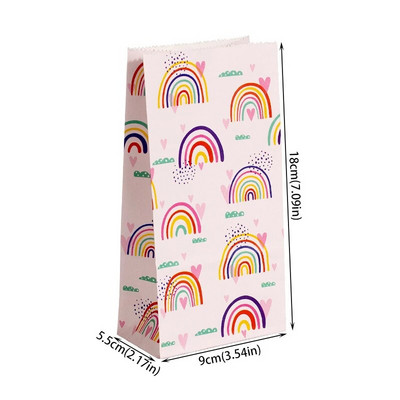 6/12Pcs Rainbow papirnate poklon vrećice DIY Baking Candy Cookies Vrećica za pakiranje Stand Up Favor Torbe Svadbena zabava Rođendanske potrepštine