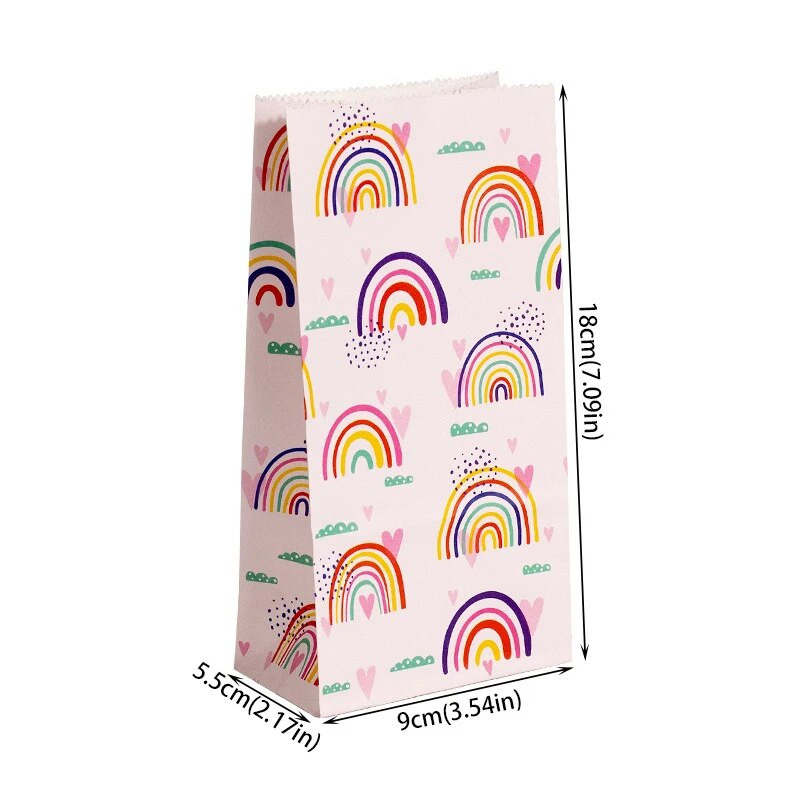 6/12Pcs Rainbow papirnate poklon vrećice DIY Baking Candy Cookies Vrećica za pakiranje Stand Up Favor Torbe Svadbena zabava Rođendanske potrepštine