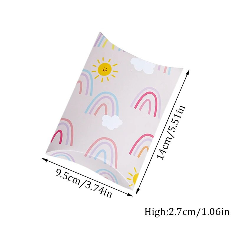 10 gab. Rainbow Star spilvenu konfekšu kastīte cepšanai cepumi Dāvanu iesaiņojuma kastītes maziem uzņēmumiem kāzu dāvanas dzimšanas dienas svinību dekorācijas
