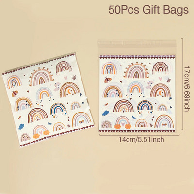 Boho Rainbow Plastične vrećice za darove Jungle Dinosaur Rep sirena Poklon vrećica za slatkiše Rođendansko vjenčanje Baby Shower Party Dekoracija