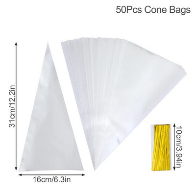 Läbipaistvad kandilised kommikotid Plastist tsellofaanist pakend kommibatoon Pulma sünnipäevapeo kaunistus Kingitused Lastele