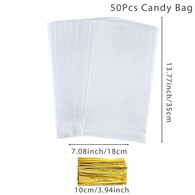 Läbipaistvad kandilised kommikotid Plastist tsellofaanist pakend kommibatoon Pulma sünnipäevapeo kaunistus Kingitused Lastele