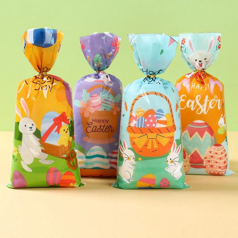 25/50 vnt. Velykų dovanų maišeliai Velykiniai saldainiai Sausainių maišeliai Triušio kiaušiniai Velykiniai maišeliai dovanų pakavimo maišeliams Velykų papuošimas 2024 m.