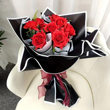 10 бр водоустойчива черна и бяла благородна хартия за опаковане на цветя за подаръци