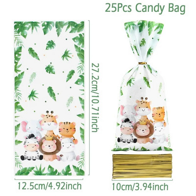 25/50/100db Rajzfilm dinoszaurusz PVC ajándéktasakok cukorka süti csomagoló táska dzsungel dinoszaurusz hableány pillangó születésnapi parti dekoráció